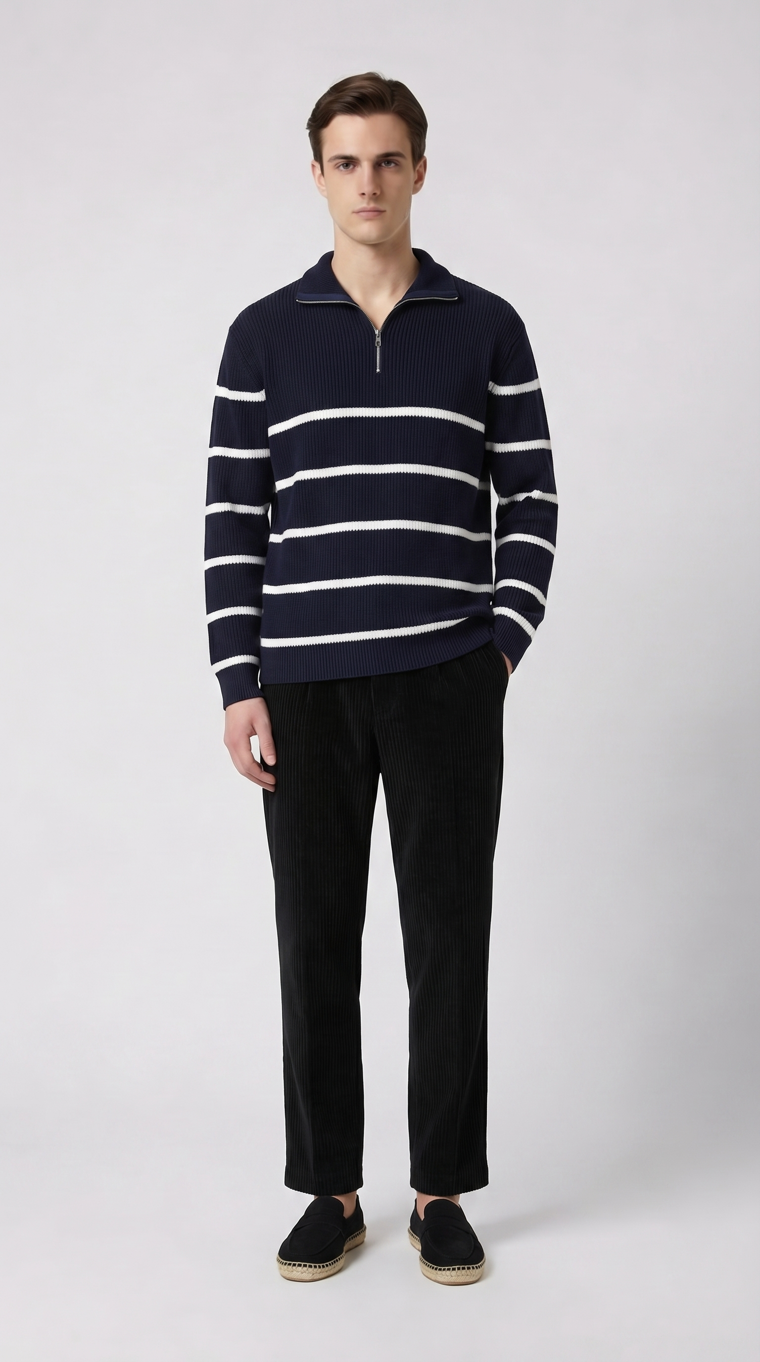 PANTALON EN COTON RAYURES