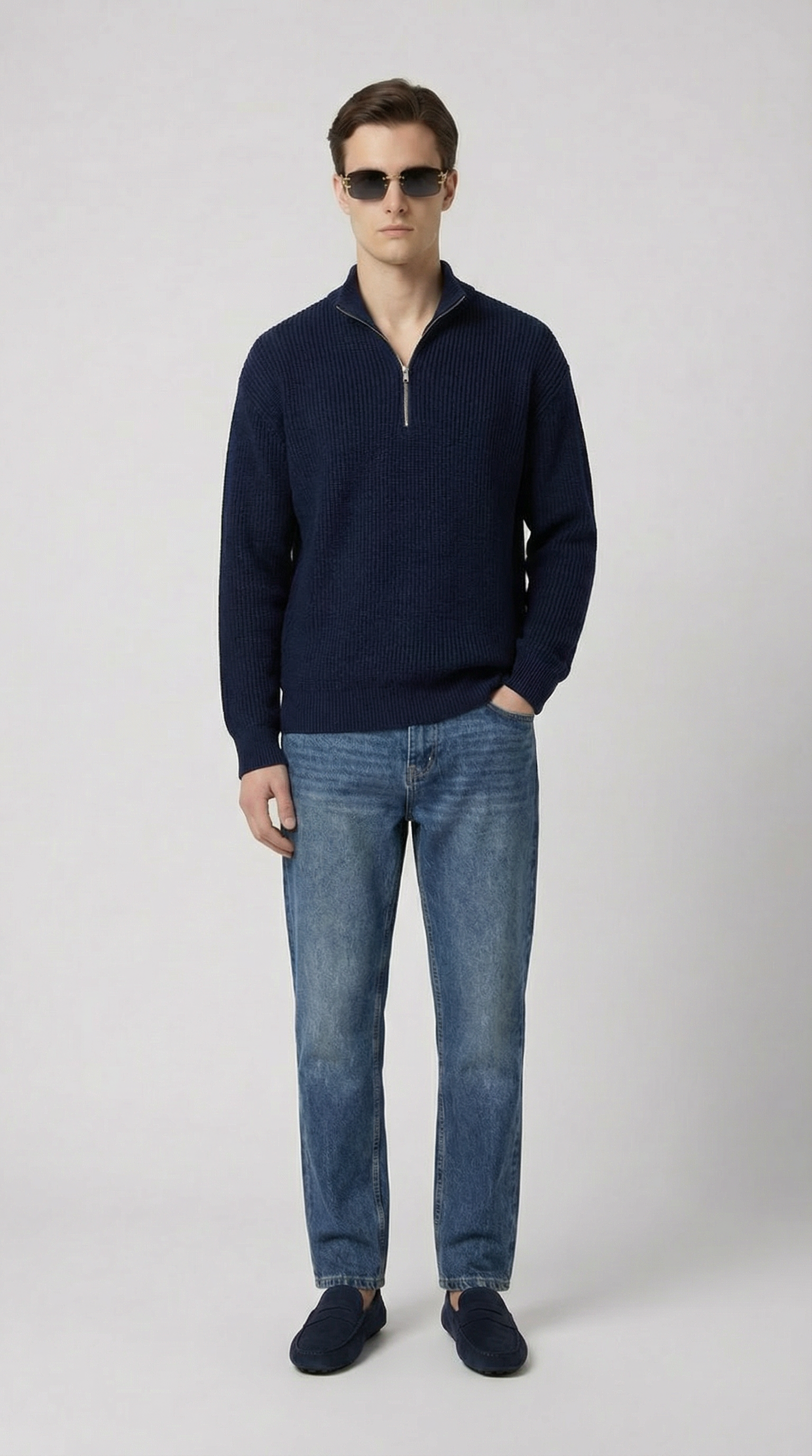 PULL TEXTURÉ DEMI-ZIP