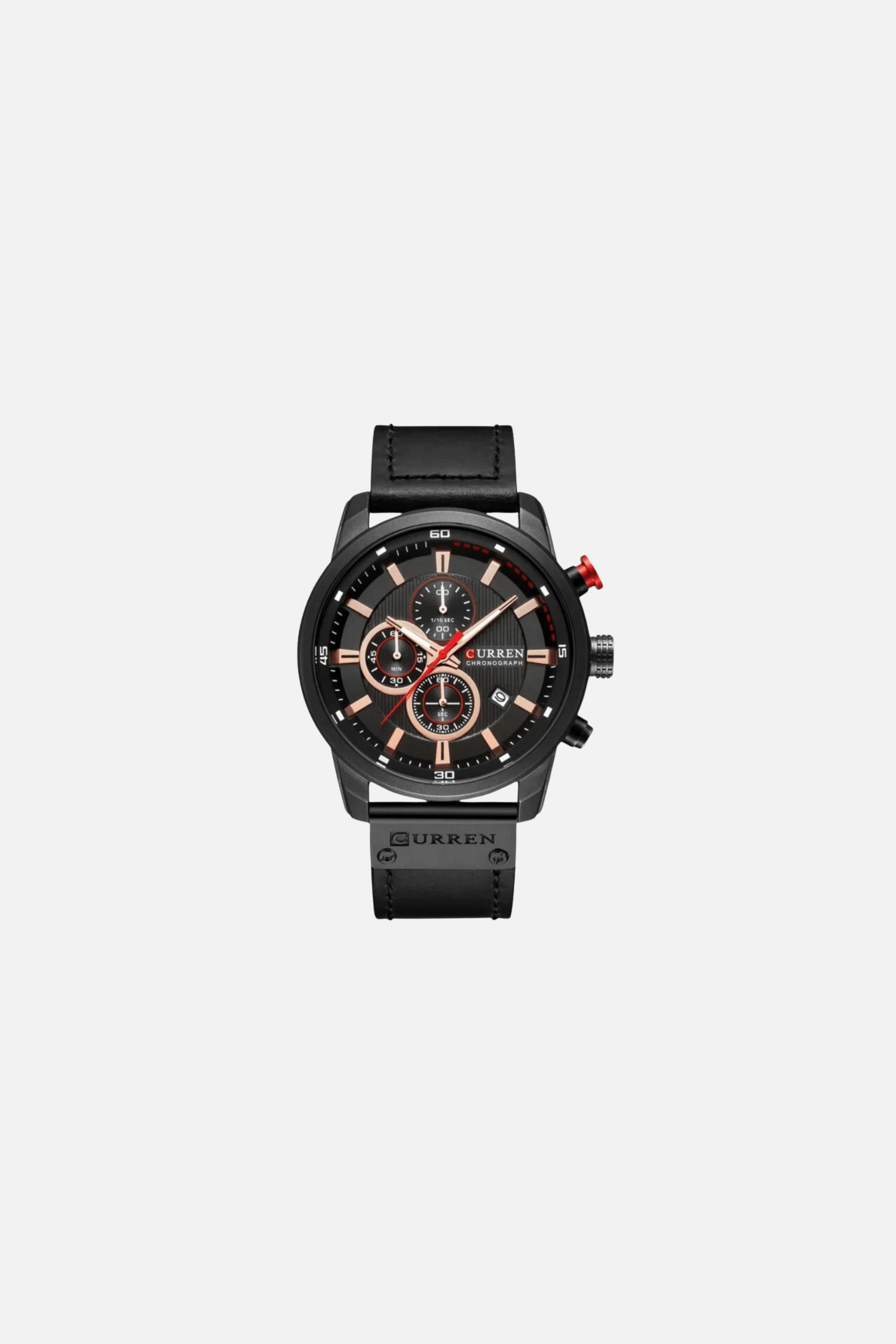 CHRONOGRAPH WATCH WITH LEATHER STRAP