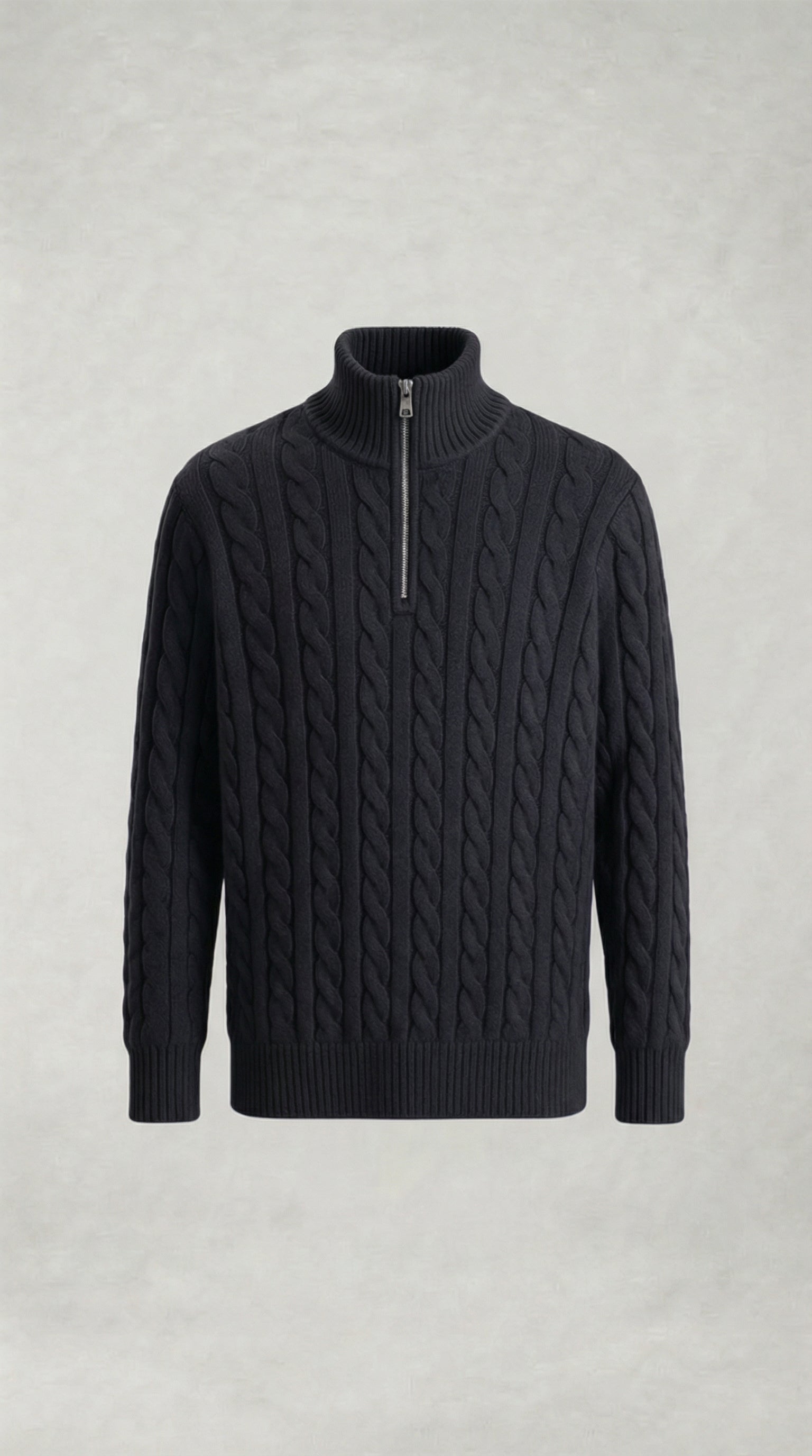 CABLE KNIT TRUCK NECK SWEATER